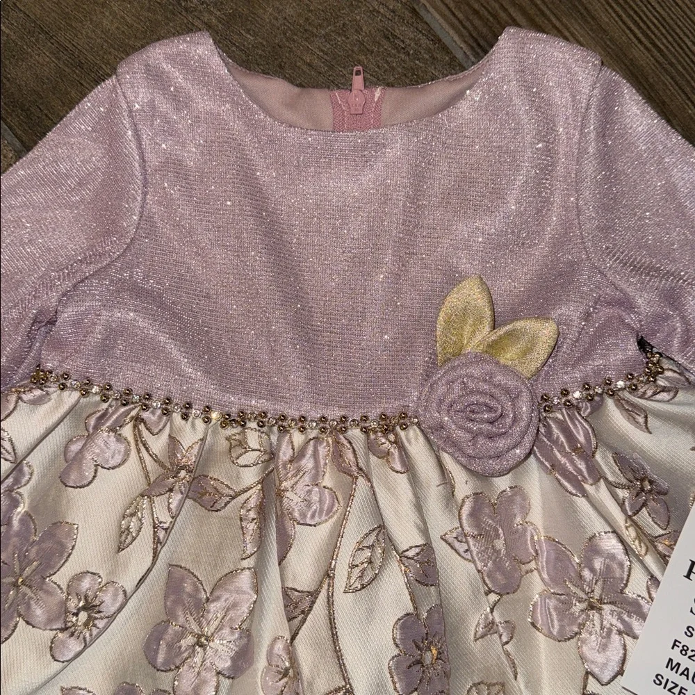 Rare Editions Mauve Floral Jacquard Holiday Party Dress 24M NWT Wedding